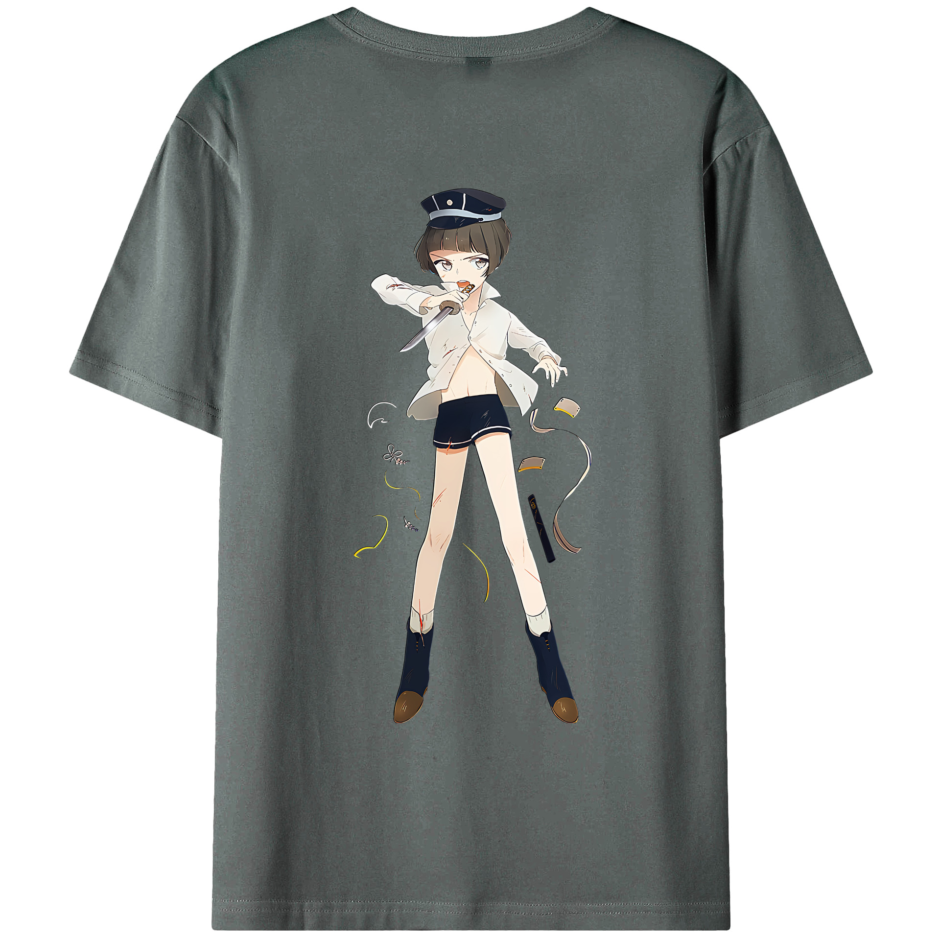 （画像用） 刀剣乱舞 Touken Ranbu 綿100％ メンズ半袖Tシャツ（バックプリント） 通気性
